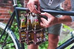 Leather bicycle beer holder